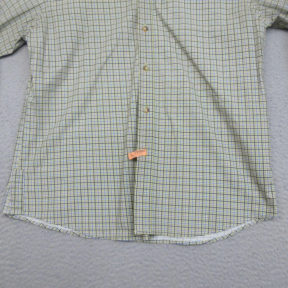 Vintage Alexander Julian Check Shirt Men L Green Plaid Flip Cuff Y2K Cotton 2002